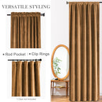 Lazzzy Velvet Glod Brown Curtains 96 Inches Long Thermal Insulated Drapes For Bedroom Living Room Darkening Window Treatments Rod Pocket 2 Panels, W42 X L96