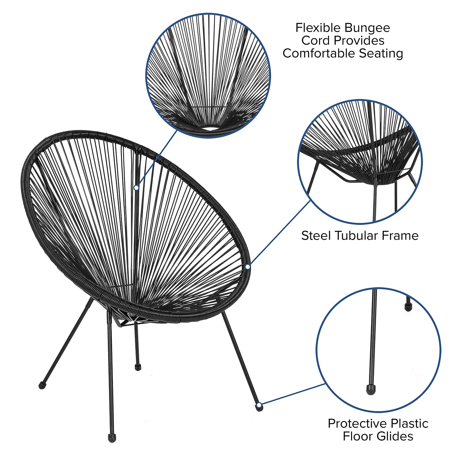 Flash Furniture Valencia Oval Comfort Series Take Ten Black Papasan Lounge Chair