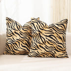 Carrie Home Tiger Decor Animal Print Tiger Pillow Covers Soft Velvet Throw Pillows 18X18 Set Of 2 Modern Farmhouse Home Decor Fo