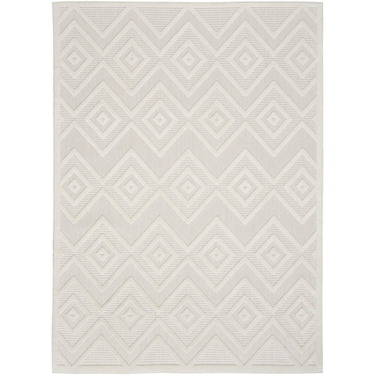 Nourison Versatile Indoor/Outdoor Ivory/White 4' X 6' Area Rug, Easy Cleaning, Non Shedding, Bed Room, Living Room, Dining Room,