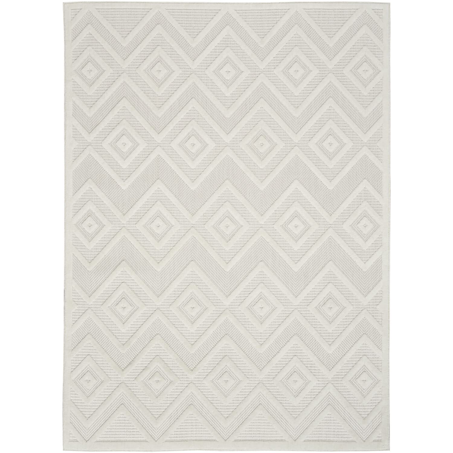 Nourison Versatile Indoor/Outdoor Ivory/White 4' X 6' Area Rug, Easy Cleaning, Non Shedding, Bed Room, Living Room, Dining Room,