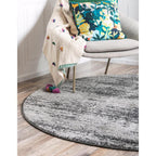 Unique Loom Del Mar Collection Area Rug - Lucille (7' 10'' Round, Dark Gray/ Ivory)