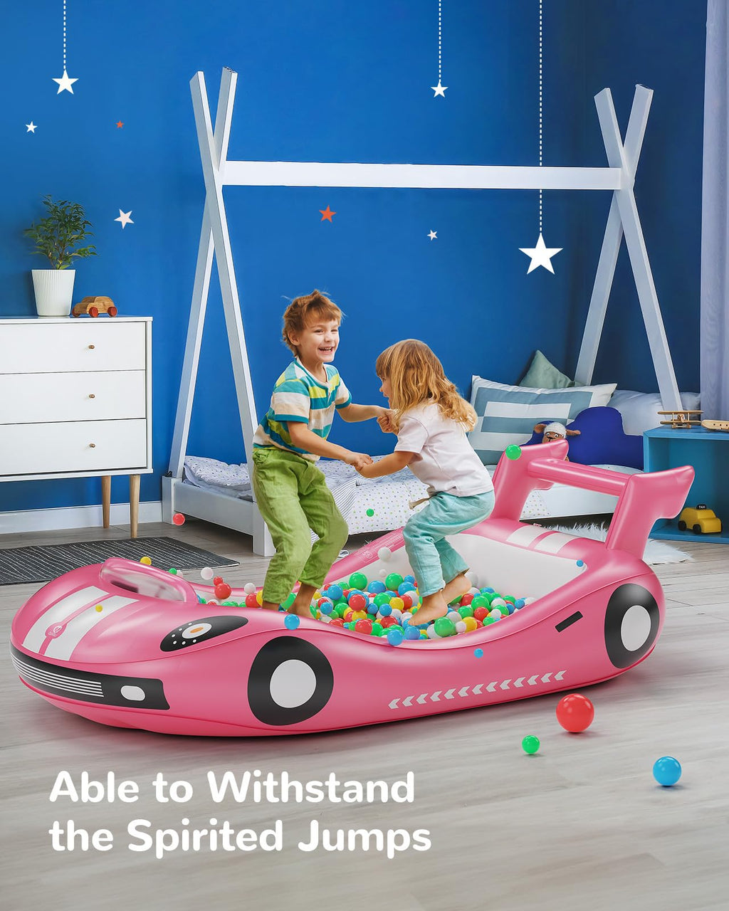 Qpau Inflatable Kids Bed, Toddler Travel Bed With Sides, For Camping, Traveling, Hotel, Or Home Use, Hand Pump Included (Pink)