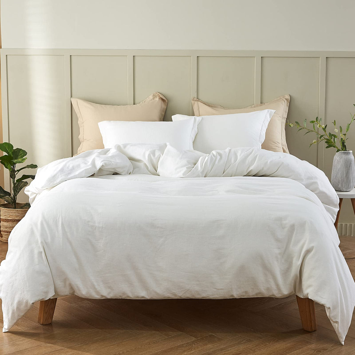 Simple&Opulence French Linen Duvet Cover Set - Full Size(78' X 86')- 3 Pieces (1 Comforter Cover,2 Pillowcases)- Natural Flax