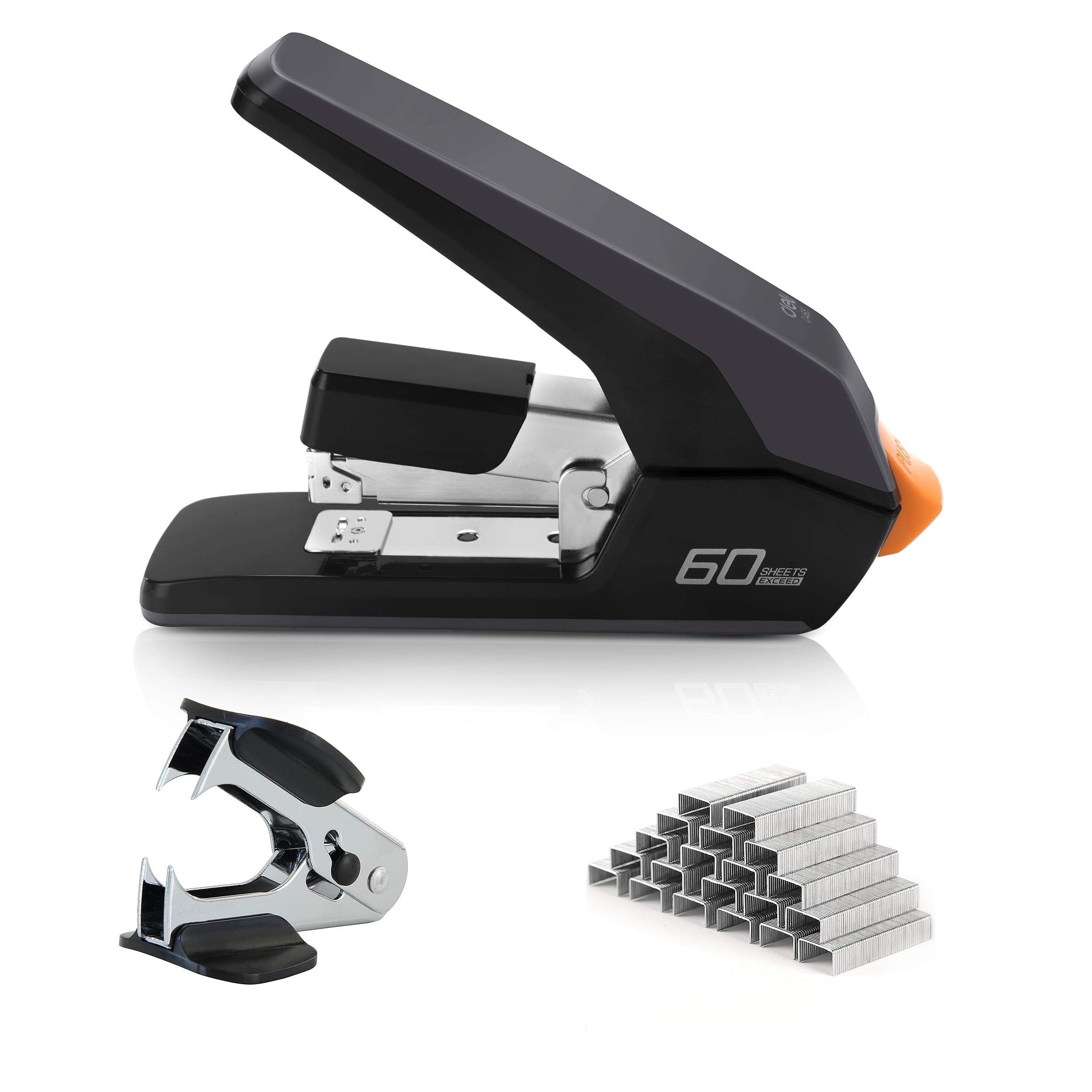 Deli Effortless Heavy Duty Stapler, One Touch Stapling, Easy To Load Ergonomic Stapler, 60 Sheet Capacity, Includes 2000 Staples