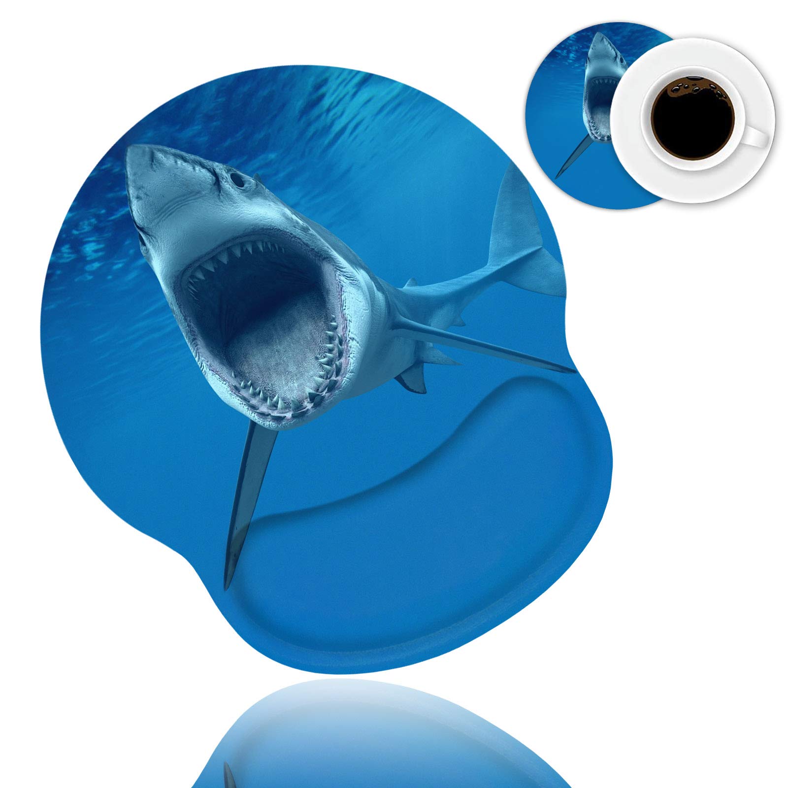 Stmedazm Ergonomic Mouse Pad Wrist Support And Coffee Coaster, Cute Wrist Rest Pad With Non-Slip Pu Base For Home Office Working