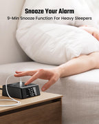 SUPERDANNY Digital Alarm Clock with 3 USB Chargers, 2 AC Outlets, LCD Display, 6.5ft Cord, Surge Protector - Black