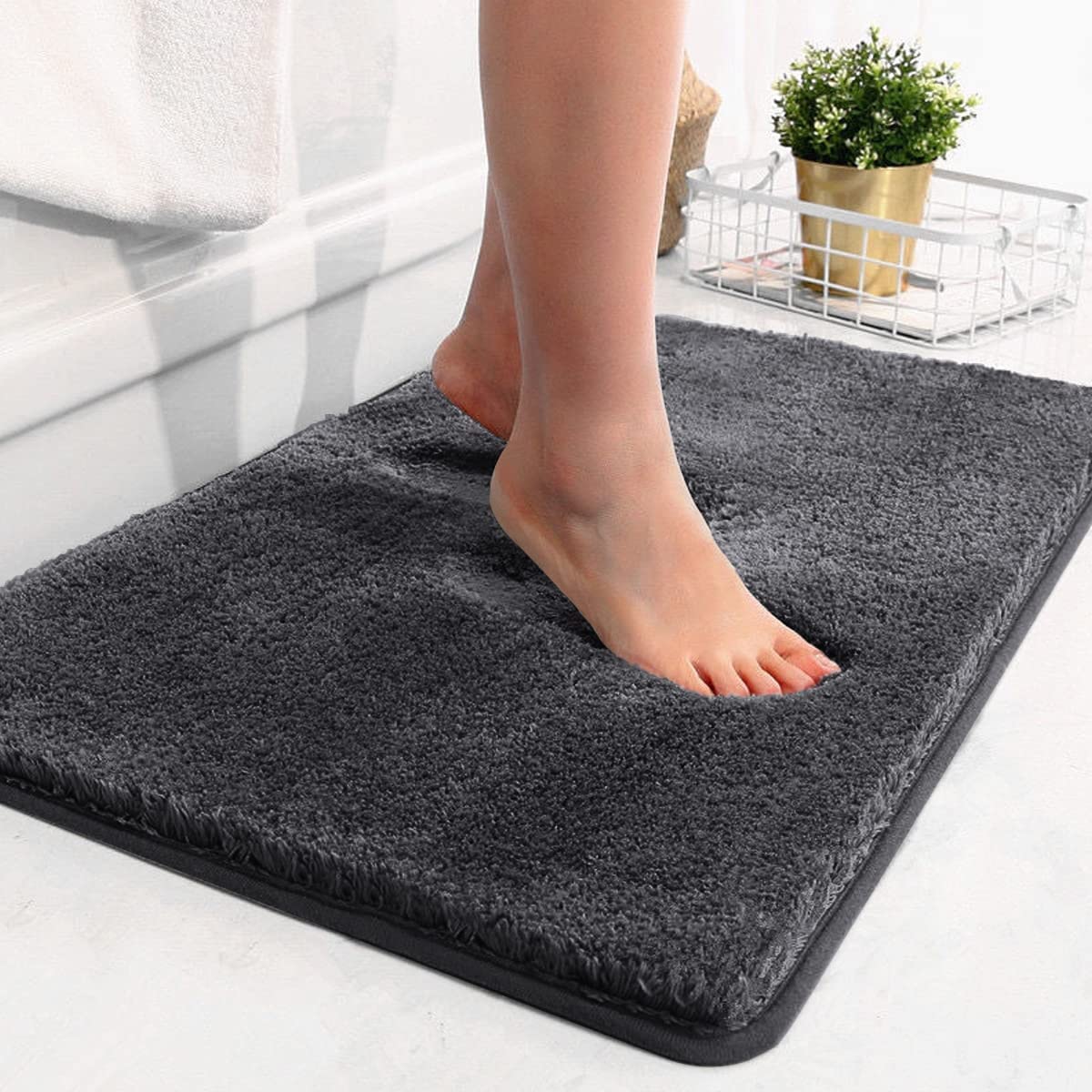 Bathroom Rug Bath Mat Plush Microfiber Shaggy NonSlip Soft Shower Rug, Water Absorbent Bathroom Mats, Machine Washable Pack of