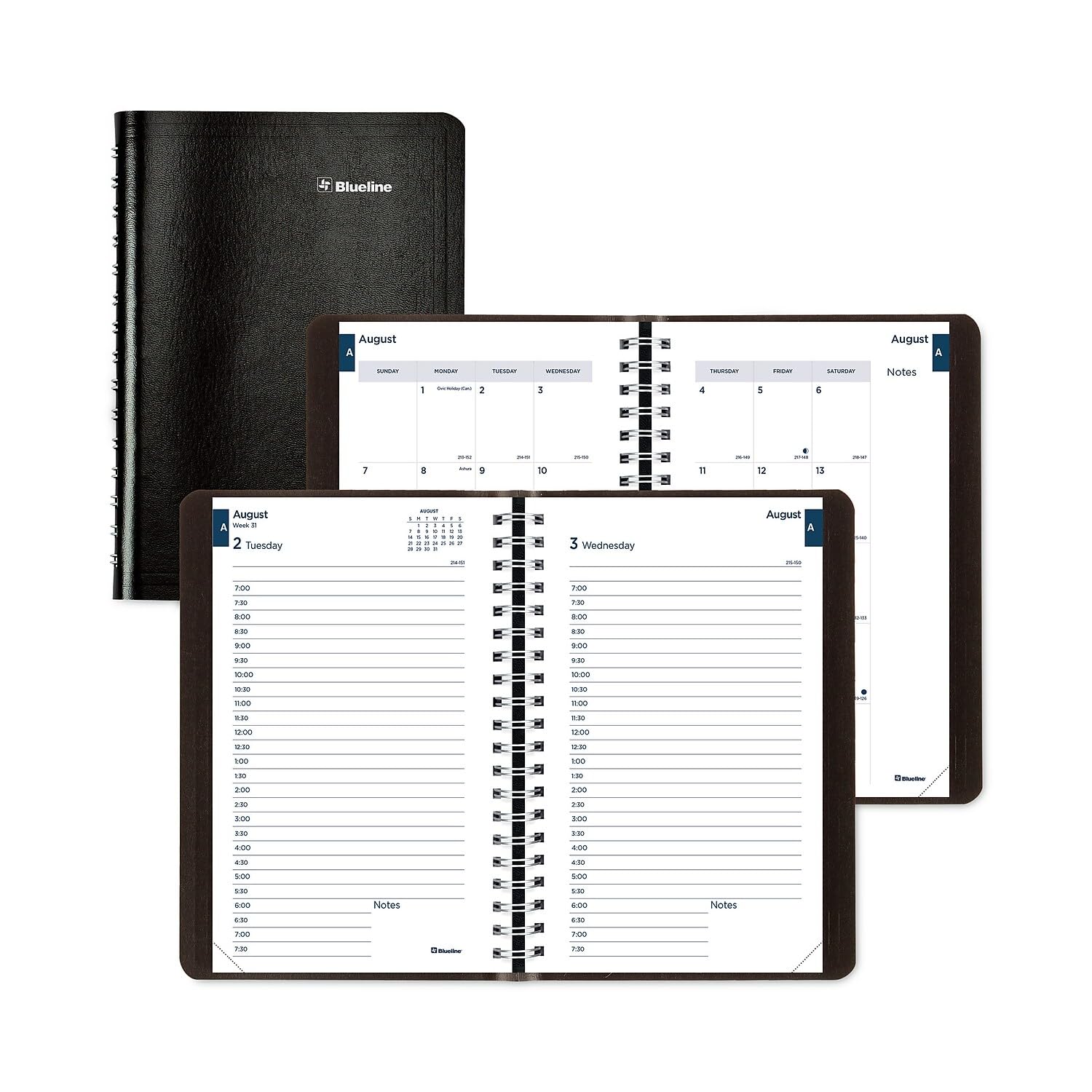 Blueline Essential Academic Daily/Monthly Planner, August 2023 To July 2024, Twin-Wire Binding, Soft Vicuana Cover, 8' X 5', B