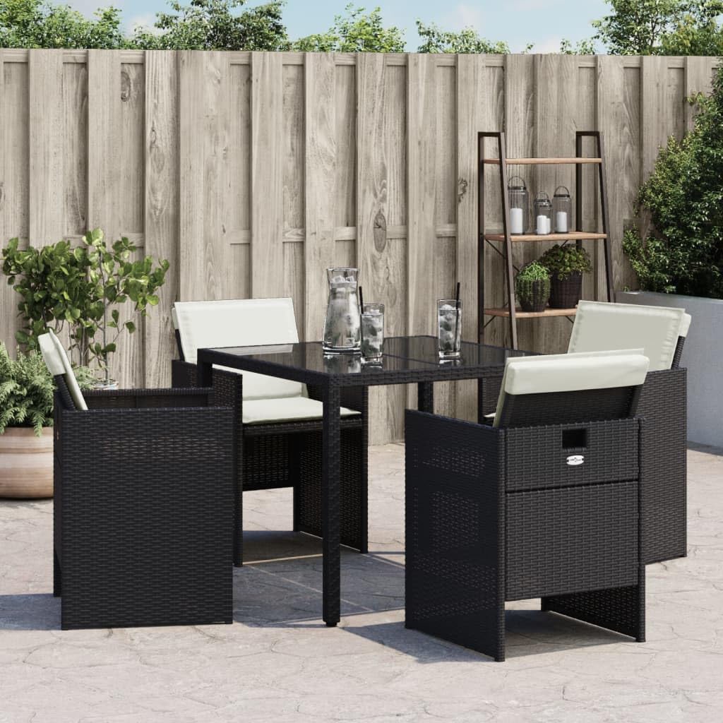 vidaXL Patio Chairs with Cushions - Black Poly Rattan Steel Frame | Outdoor Furniture Set for Garden/Patio