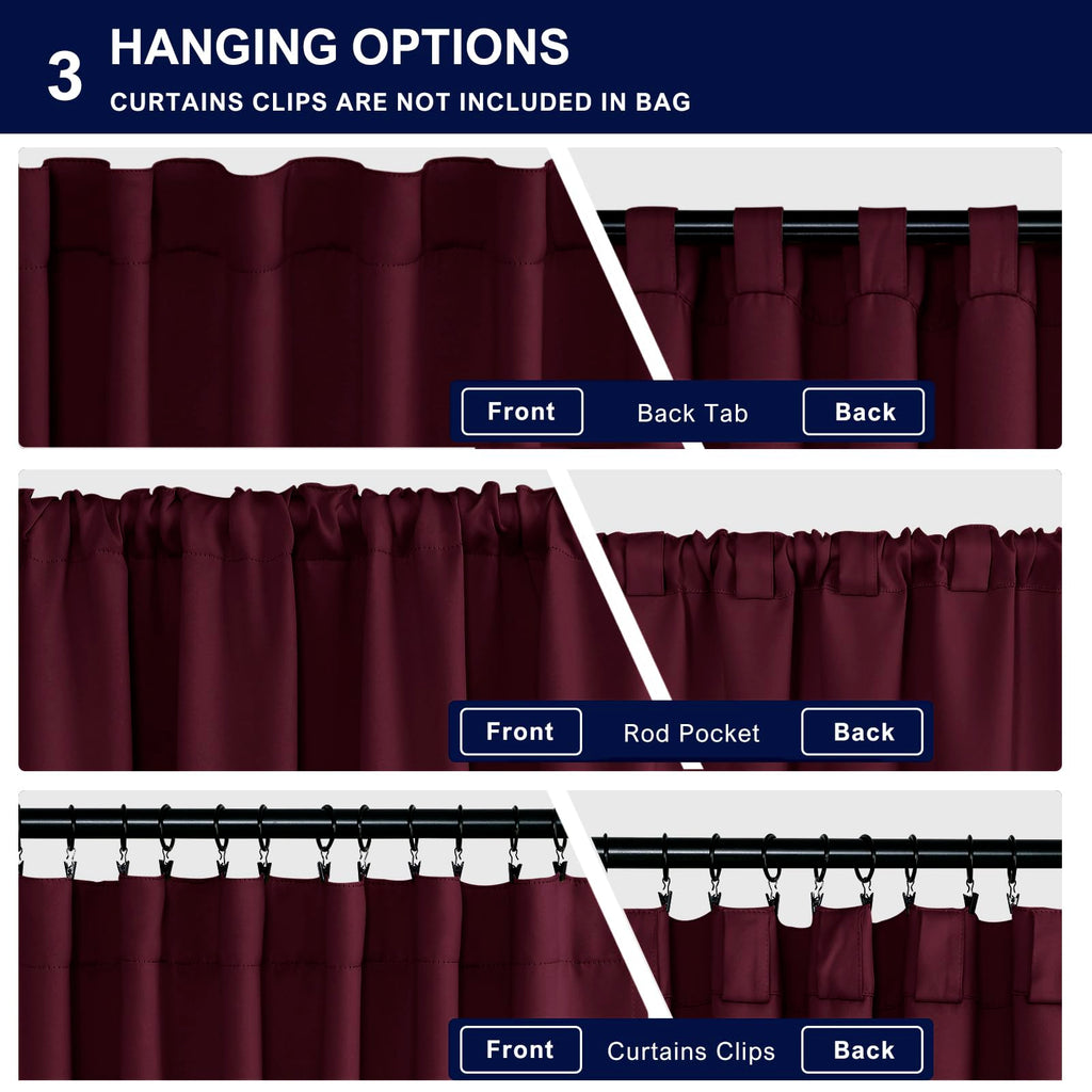 Hiasan Back Tab Blackout Curtains 2 Panels, Rod Pocket Christmas Curtains For Bedroom, Room Darkening Curtains For Living Room,