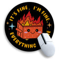 Gctriki Dumpster On Fire Mouse Pad, Cute Round Mouse Pads For Desk, Funny Orange Dumpster Mousepad For Laptop Gaming, Stitched E