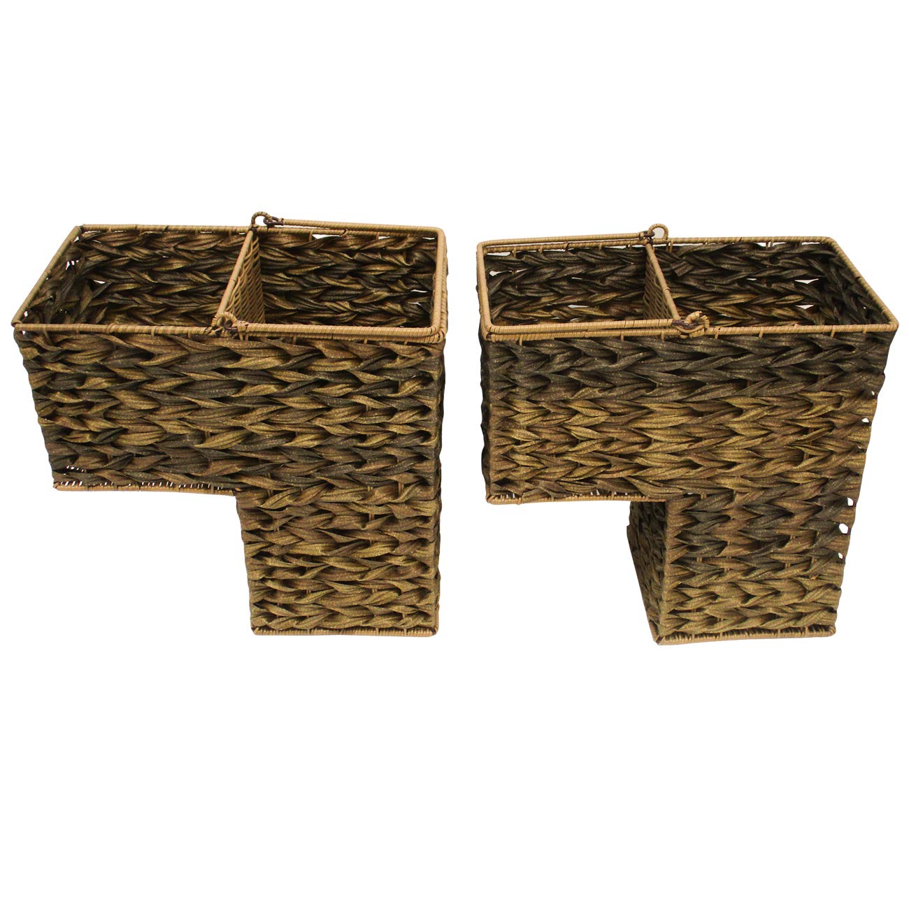 Trademark Innovations 14.5' Plastic Wicker Storage Stair Basket Set With Handles (Set Of 2, Brown)