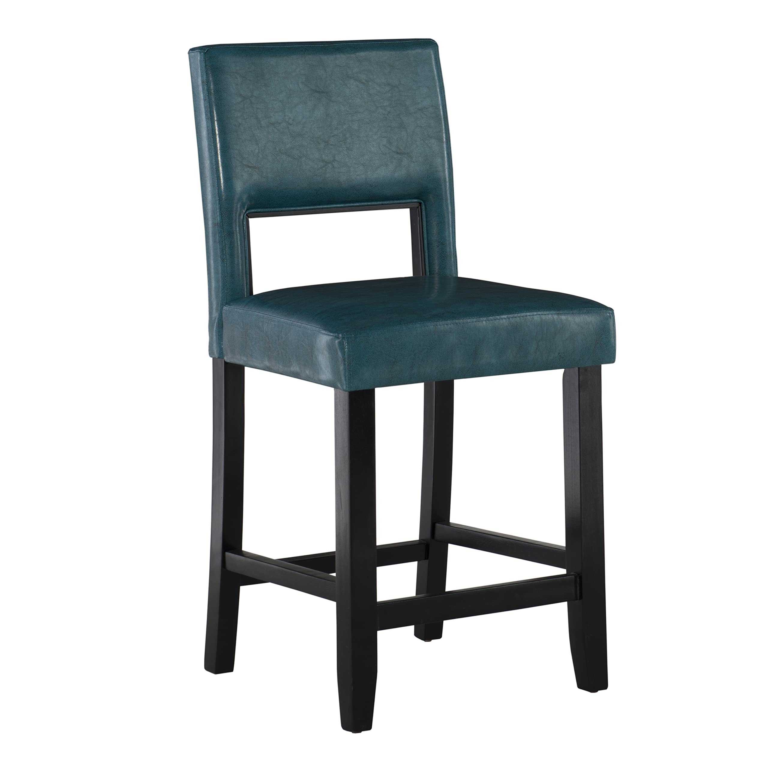 Linon Vega, Blue/Black Counter Stool, 19W x 20D x 38.5H,