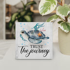Country Beach Sea Turtle Wood Box Sign Decor Desk Sign Sea Turtle Beach Wooden Box Block Sign Summer Signs Rustic Home Shelf Wal