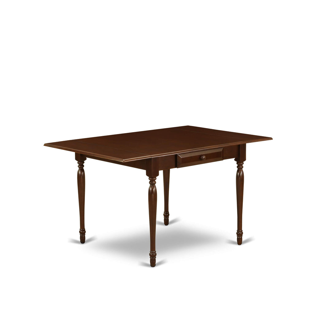 East West Furniture Mzml5-Mah-Lc 5 Piece Dining Table Set For 4 Includes A Rectangle Kitchen Table With Dropleaf And 4 Faux Leather Upholstered Dinette Chairs, 36X54 Inch, Mahogany
