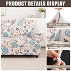 Searchi Stretch Sofa Cover Printed Couch Cover, Floral Pattern 4 Pieces Sofa Slipcover With 3 Separate Cushion Cover, Washable Furniture Protector For Living Room(Sofa, Ball Flower)
