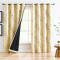 Ivory-Gold Tree Blackout Curtains For Living Room 84Inch Long Foil Branch Print Curtain Panels For Bedroom Thermal Insulated Ene