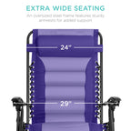 Best Choice Products Oversized Padded Zero Gravity Chair, Folding Outdoor Patio Recliner, Xl Anti Gravity Lounger For Backyard W/Headrest, Cup Holder, Side Tray, Polyester Mesh - Purple/Violet