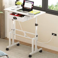 Cidaziya Small Adjustable Height Standing Desk with Storage Drawers, Rolling Sit Stand Up Desk with Wheels Charging Station, Adj