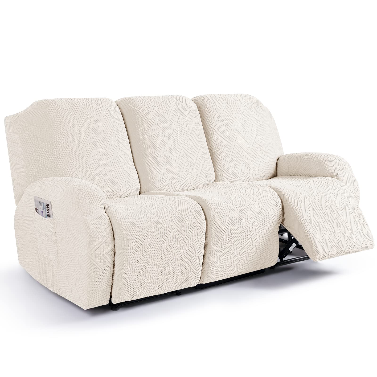 Ruaozz Recliner Sofa Covers Recliner Chair Covers Couch Covers For Reclining Couches With Pockets Washable Furniture Protector W