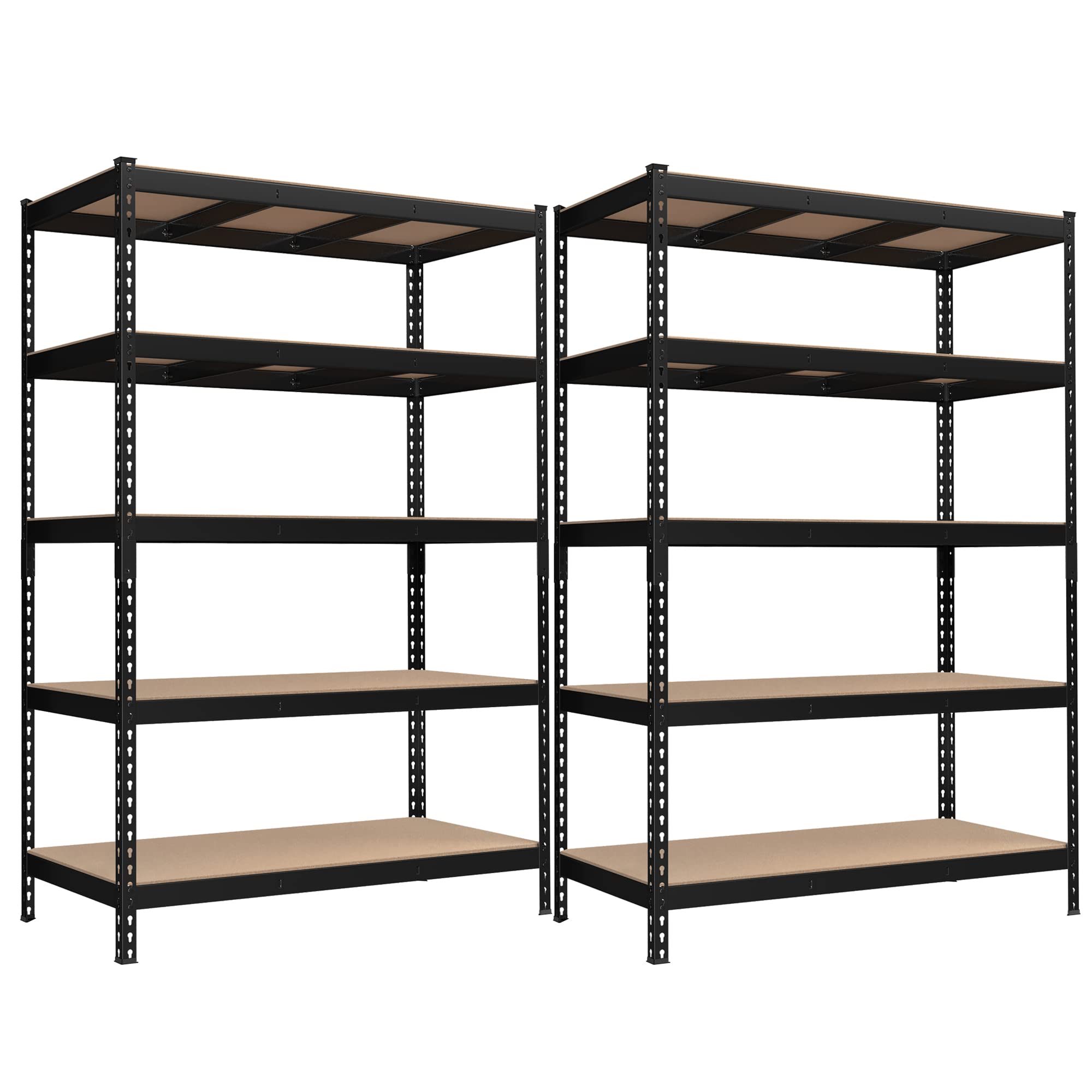 Songmics 5-Tier Storage Shelves, Set Of 2 Garage Storage, Boltless Assembly, Adjustable Shelving Units, 23.6 X 47.2 X 70.9 Inches, Load 1929 Lb Each, Shed Warehouse Basement, Black Uglr600B02