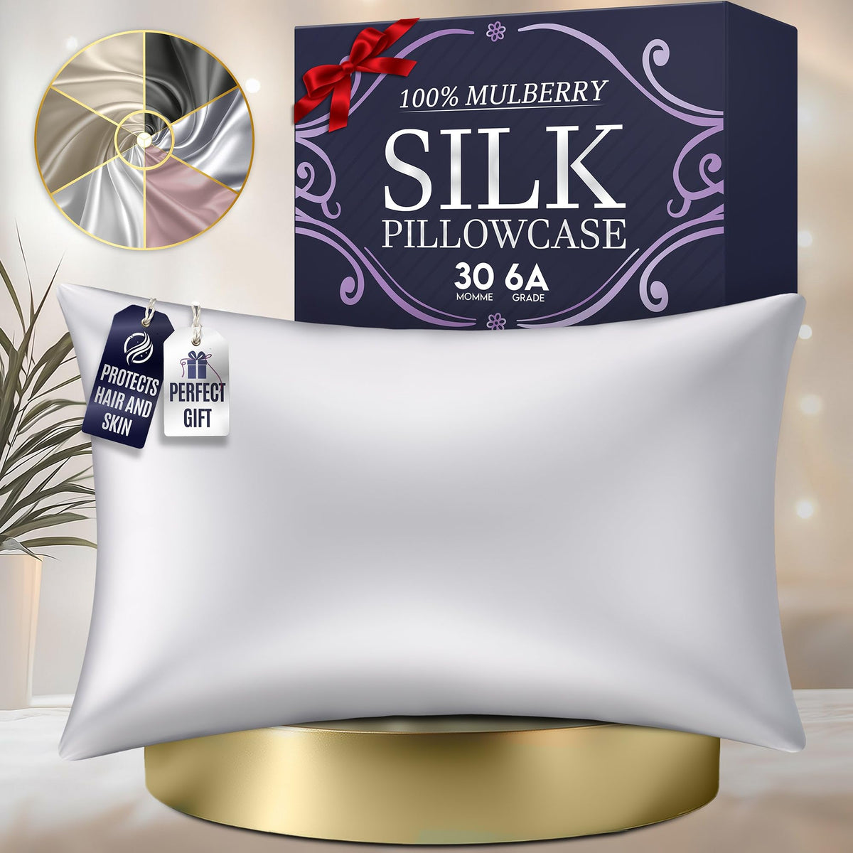 Decolure 100% Pure Mulberry Silk Pillow Case King Size - Highest Grade 30 Momme 6A+, Luxuriously Soft & Cooling Silk Pillowcase