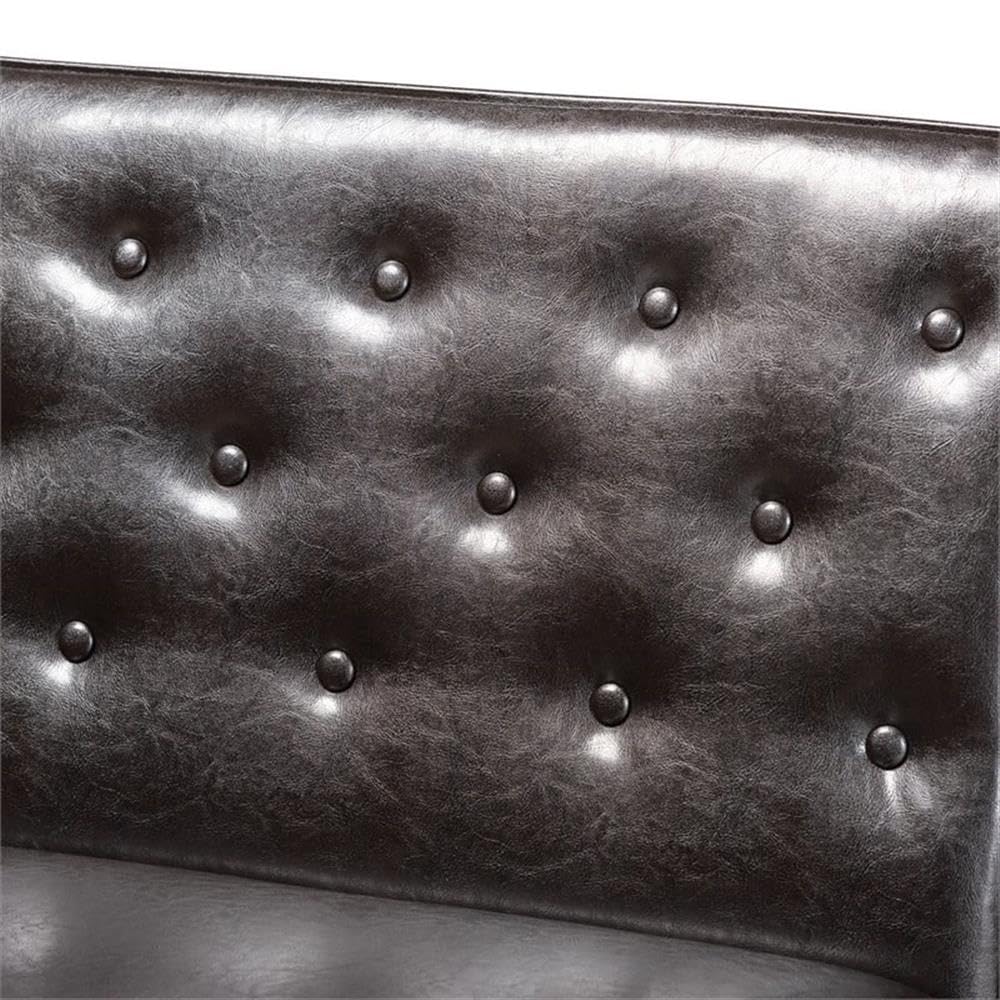 Baxton Studio Riordan Mid-Century Modern Dark Brown Faux Leather Upholstered and Walnut Brown Finished Wood 2-Piece Dining Nook Banquette Set