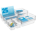 25 Pc Clear Plastic Drawer Organizer Set,4 Size Small Storage Containers For Organizing Jewelry,Utensil,Junk,Tea,Makeup,Shallow