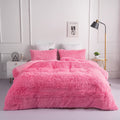 Chovy Faux Fur Plush Pink Comforter Sets King - Ultra Soft Shaggy Flannel Velvet Fluffy Fuzzy 3Pc Bedding Set (Comforter X 1 Pil