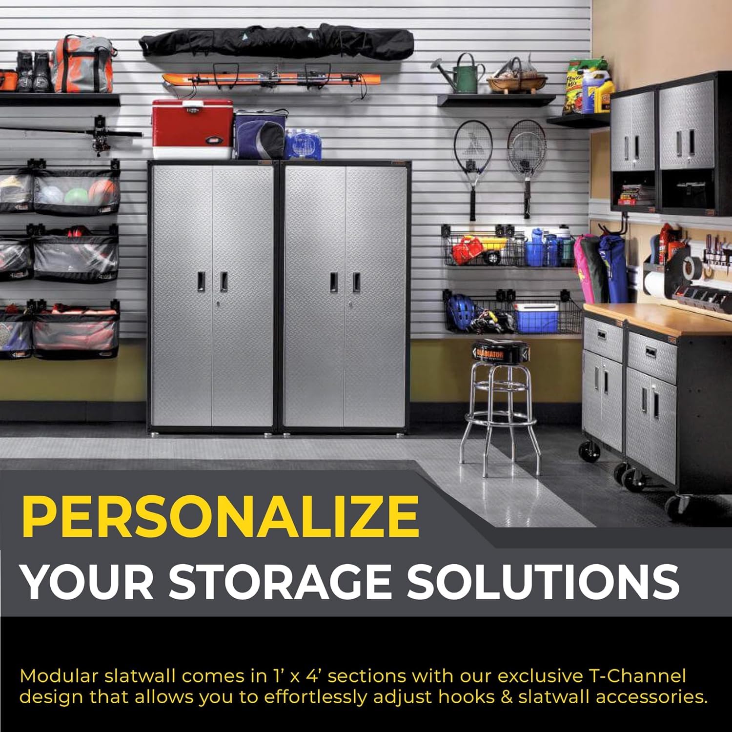 Slatwall Panel Garage Wall Organizer: Heavy Duty Wall Mounted Pvc Wall Rack, Interlocking Slat Wall Paneling For Garage Wall Storage, Slatwall Board, Slatwall Shelves System -Black (4’H X 8’W)