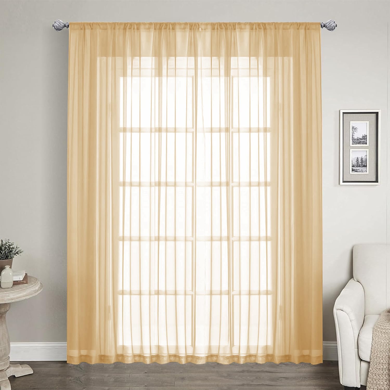 LOYOLADY Vanilla Sheer Curtains 84 inches Long 1 Panels Set Bedroom Sheer Curtains Sheer Curtain for Living Room 100'' W x 84'' 