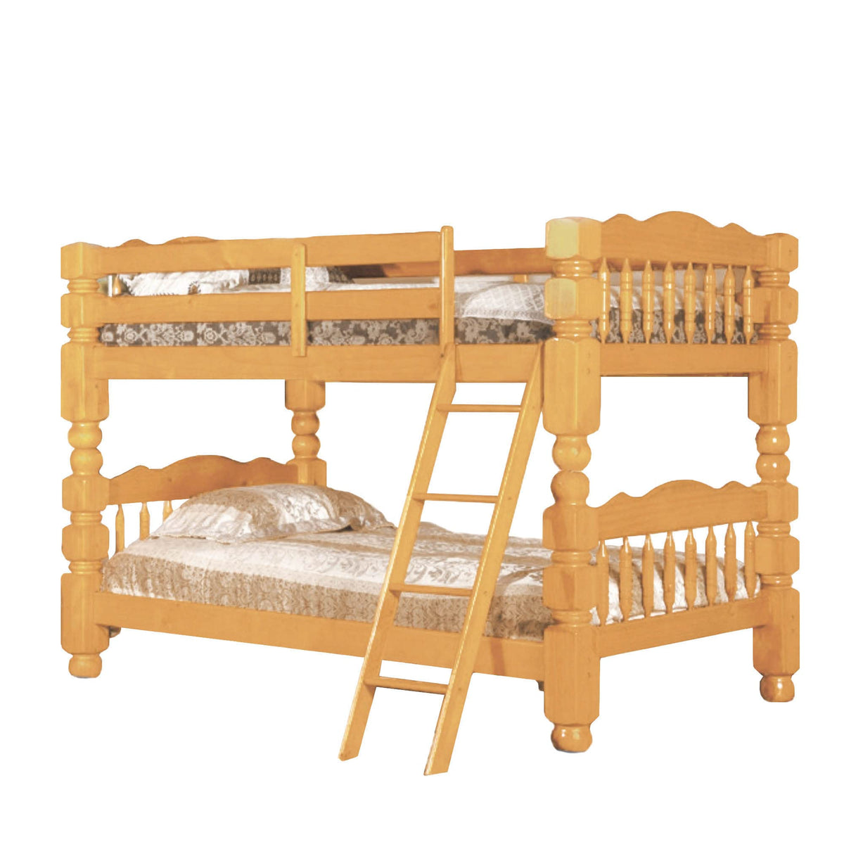 Better Home Products Andrei Twin Over Twin Solid Wood Spindle Bunk Bed Natural