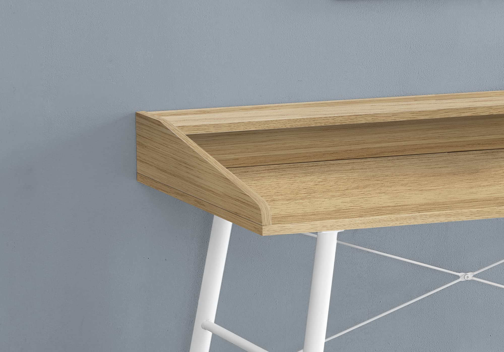 Monarch Specialties 7534 Computer Desk, Home Office, Laptop, Storage Shelves, 48&quot; L, Work, Metal, Laminate, Contemporary, Modern Desk-48, 47.25&quot; L x 23.75&quot; W x 34&quot; H, Natural Wood-Look/White