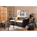 Baxton Studio London Modern and Contemporary Brown Faux Leather Arched Back Sofa Twin Daybed with Roll-Out Trundle Guest Bed Bro