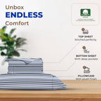 Thread Spread 100% Egyptian Cotton Printed Bed Sheets - 600 Thread Count 3 Pc Twin Sheet Set, Hotel Luxury Sateen Bedsheets, 16' Deep Pocket Soft Cooling Sheets For Twin Size Bed - Variegated Stripe