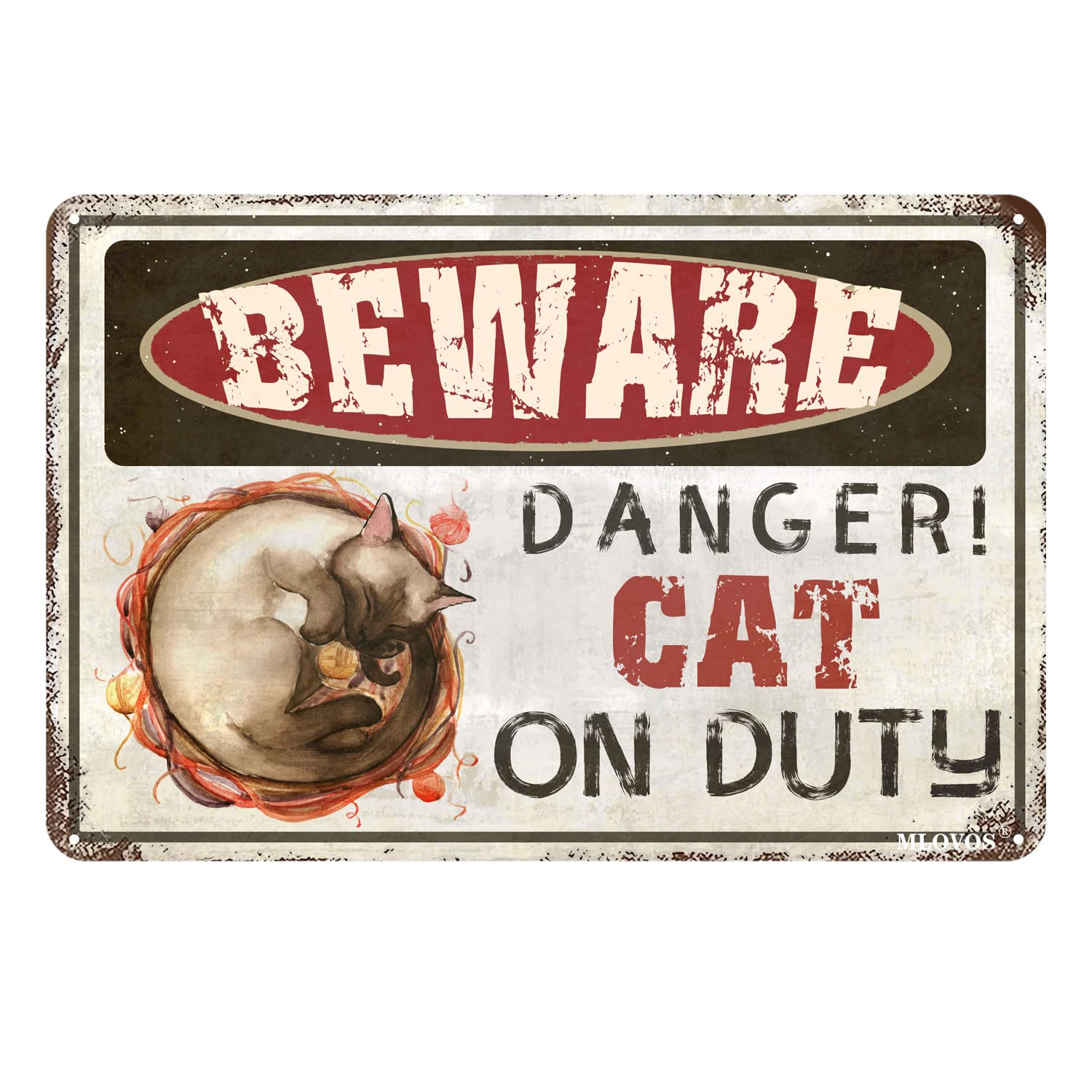 Mlovos Metal Sign Beware Of Cat Warning The Cat Signs For Yard Fence Garage Cave Home Wall Funny Decor Retro Tin Sign 12X17 Inch