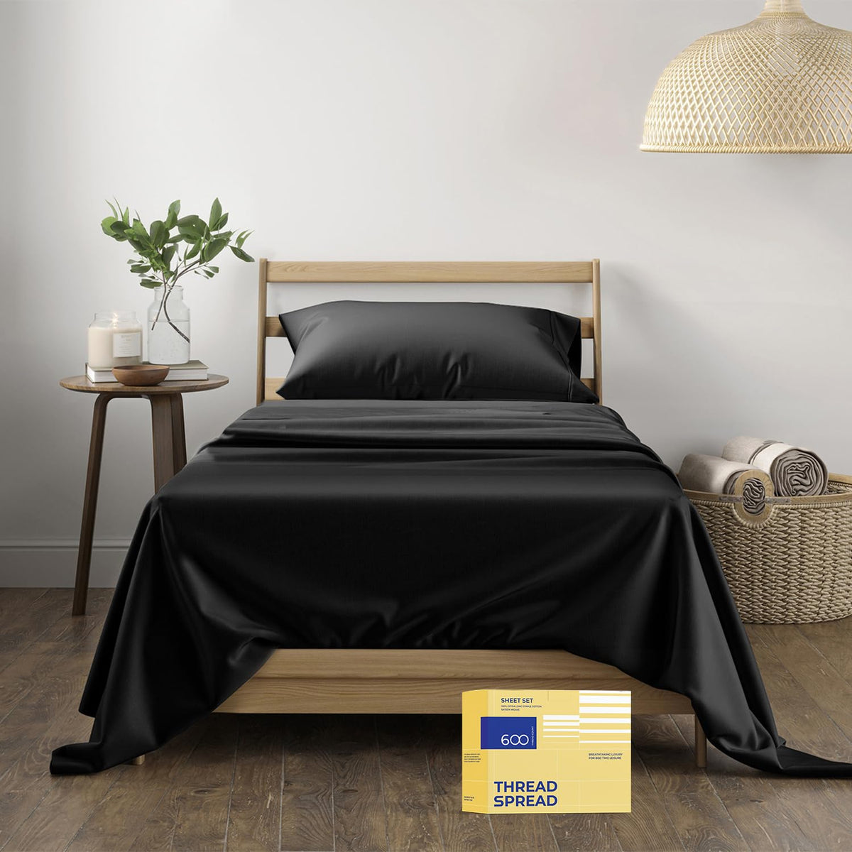 Thread Spread Luxury Egyptian Cotton Sheets Twin Xl Size - 600 Thread Count 3 Pc Twin Xl Sheets Deep Pockets, Extra Soft, Coolin
