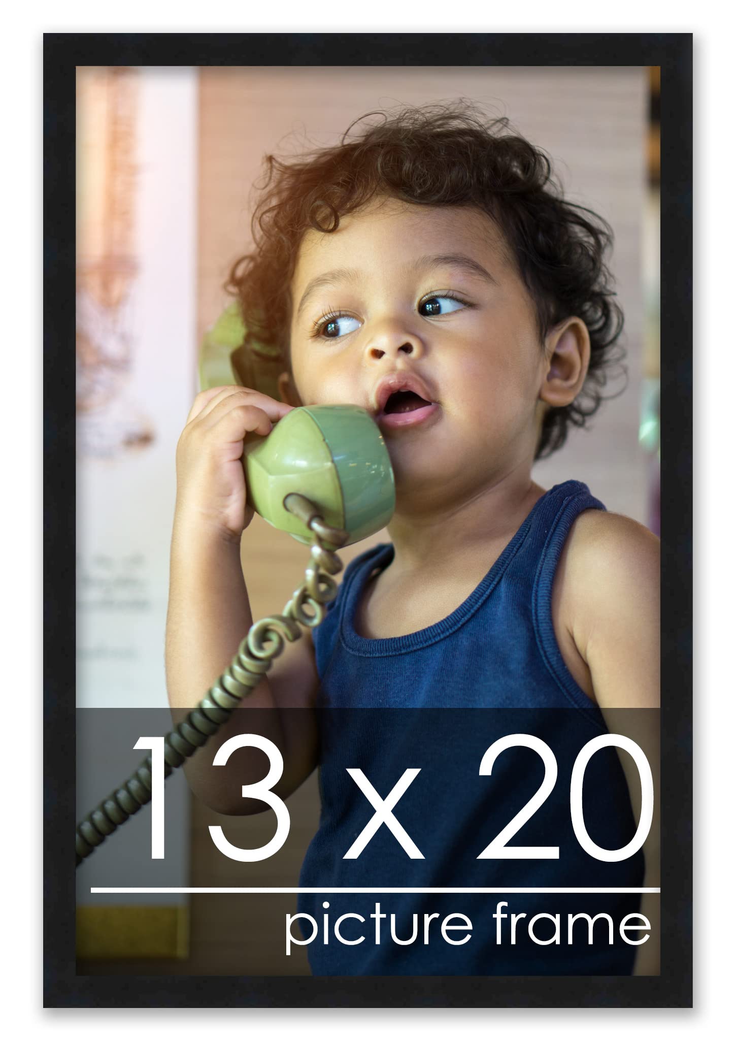 Poster Palooza 13x20 Frame Black Solid Wood Picture Frame | 0.75 Inch Moulding Width | Includes UV Acrylic Plexiglass, Foam Boar