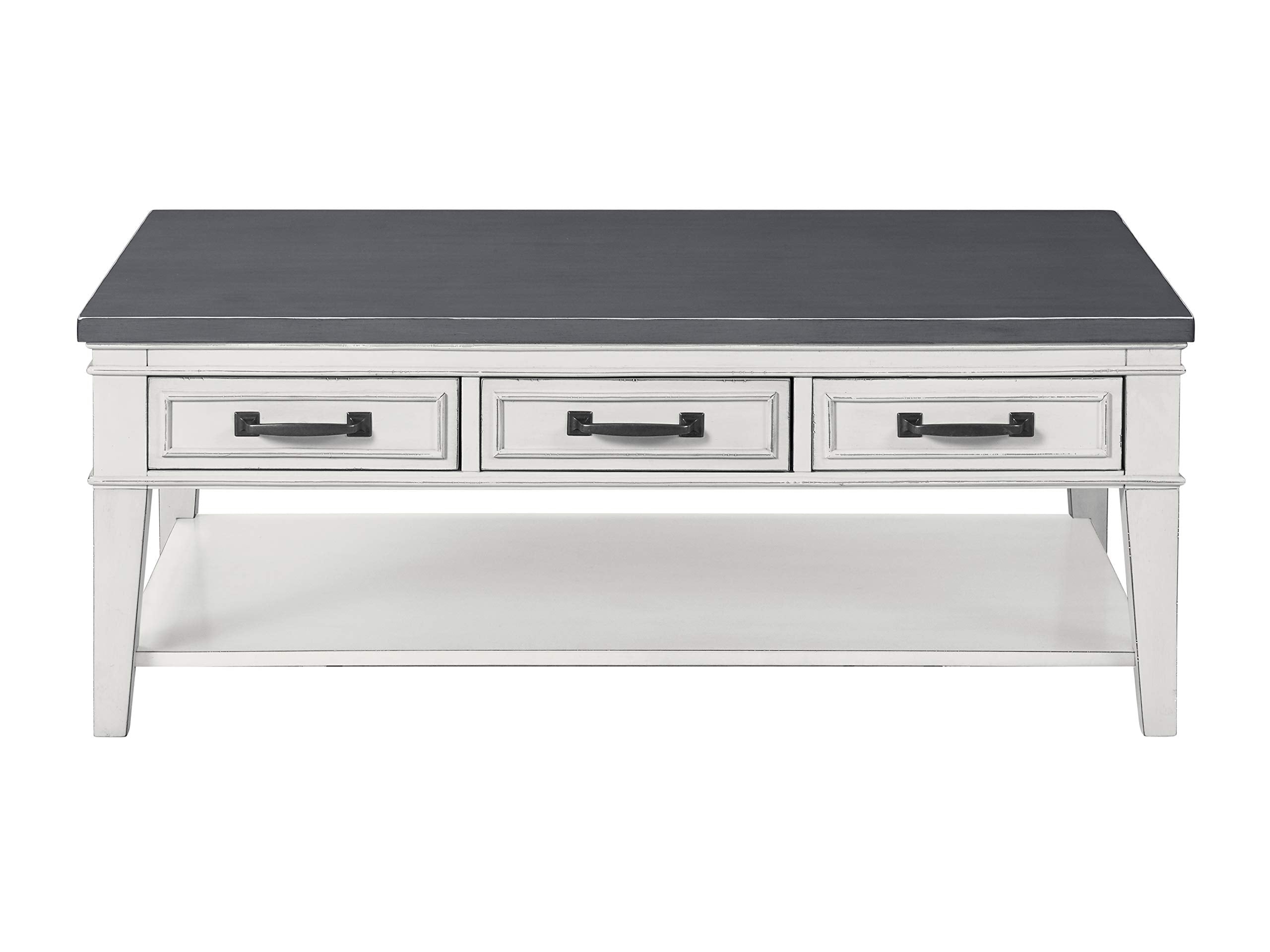 Martin Svensson Home Del Mar 3 Drawer Coffee Table, Antique White And Grey