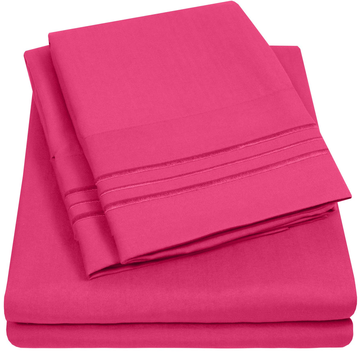 1500 Supreme Collection Twin Xl Sheet Sets Fuschia - 3 Piece Bed Sheets And Pillowcase Set For Twin Xl Mattress - Extra Soft, El
