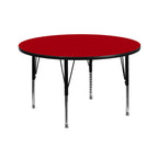Flash Furniture Wren 42'' Round Red Thermal Laminate Activity Table - Height Adjustable Short Legs