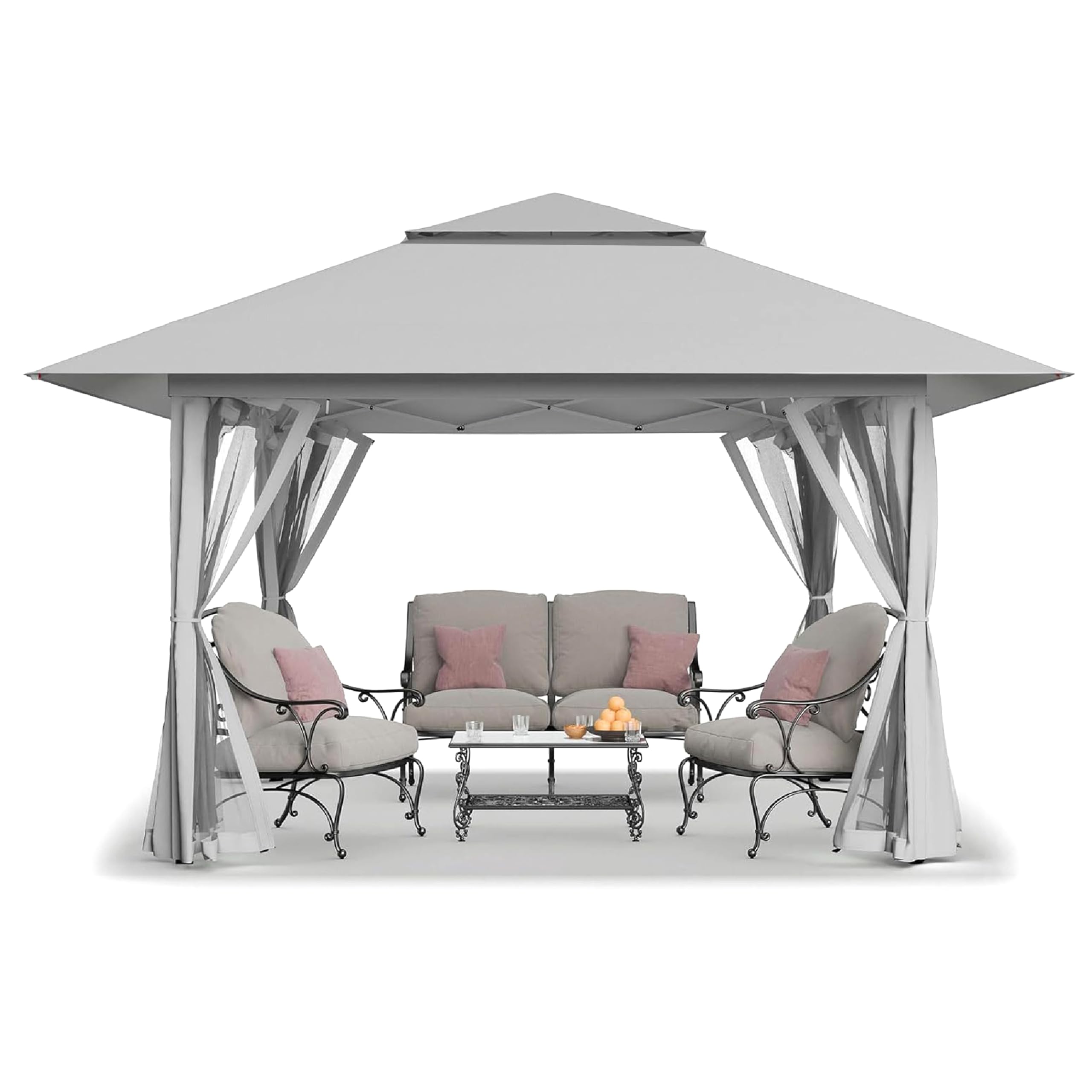 CROWN SHADES 11X11 Outdoor Pop Up Gazebo Base 10X10 Patio Gazebos Patented Center Lock Quick Setup Newly Designed Storage Bag In