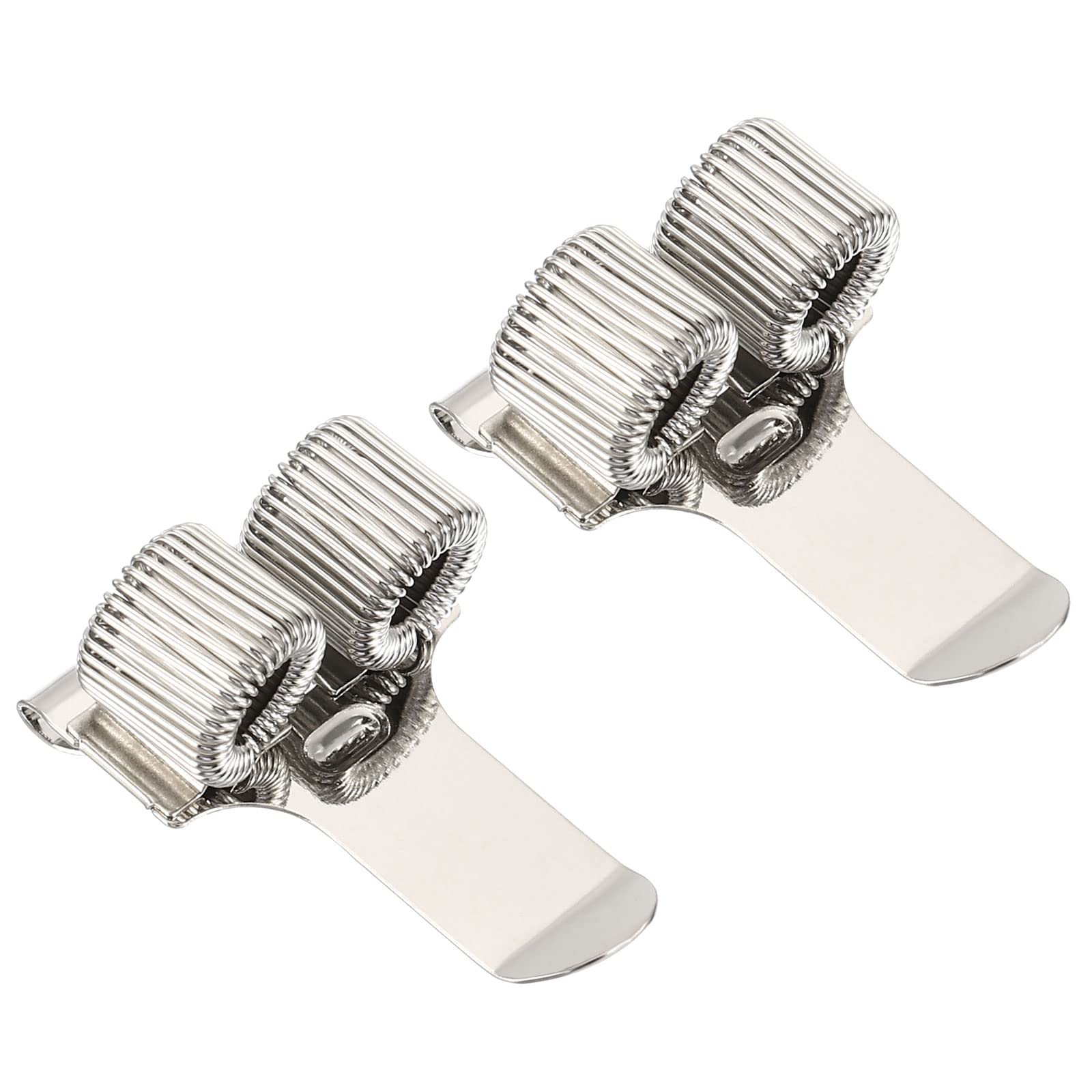 Patikil Pen Holder Clips, 2Pcs Metal Portable Double Spring Loop Pencil Organizer For Office Business Pocket Notebook Clipboard,