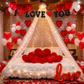 47 Pcs Romantic First Night Decoration Kit For Bedroom With Love Foil, Red Heart Balloons, Canopy Tent, Valentine & Honeymoon Ro