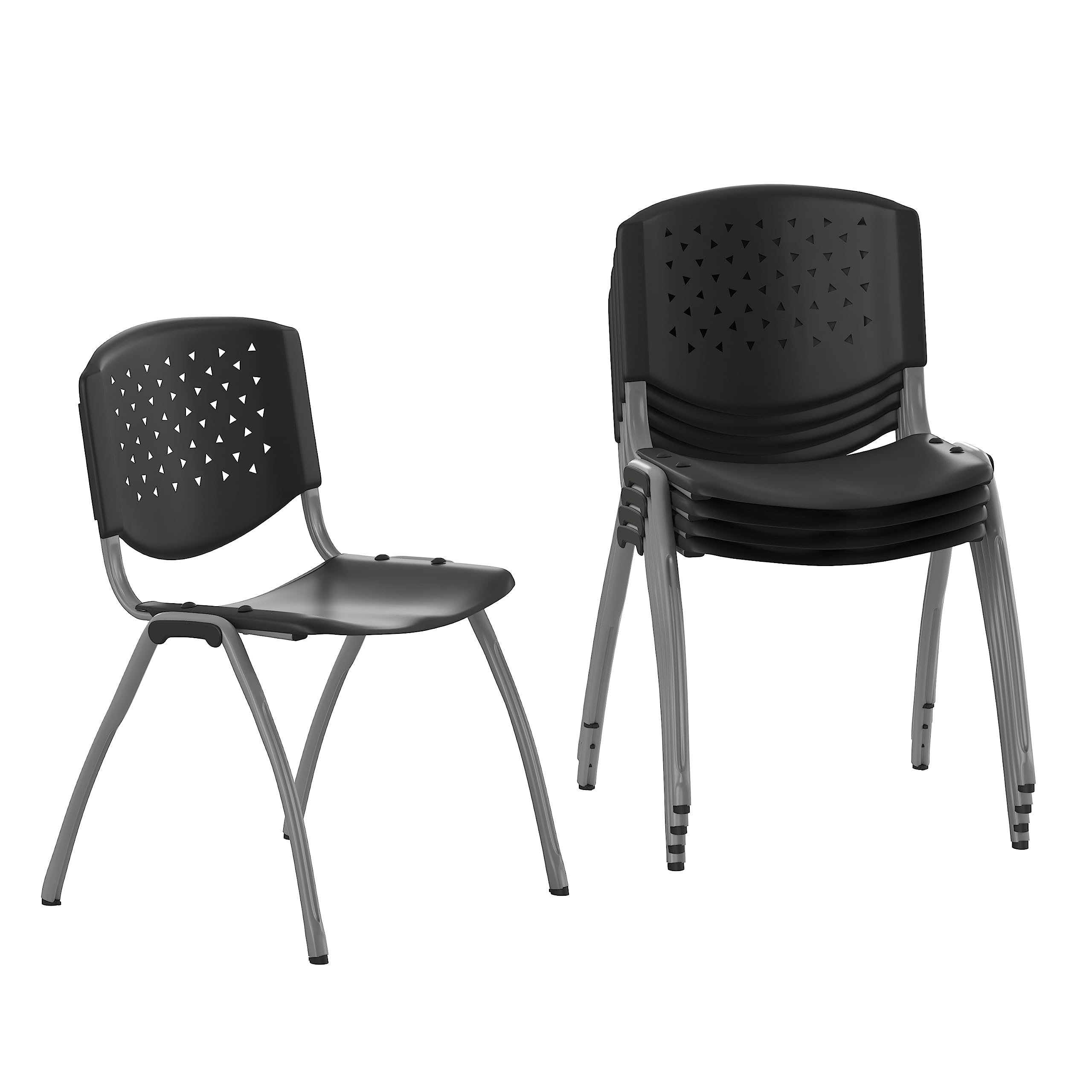 Flash Furniture Hercules Series Plastic Contoured Lobby Chairs with Perforated Backs, Ergonomic Stacking Chairs for Offices, Set