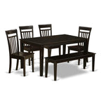 6 Piece Kitchen Table Set Contains a Rectangle Dining Table and 4 Dining Chairs with a Bench