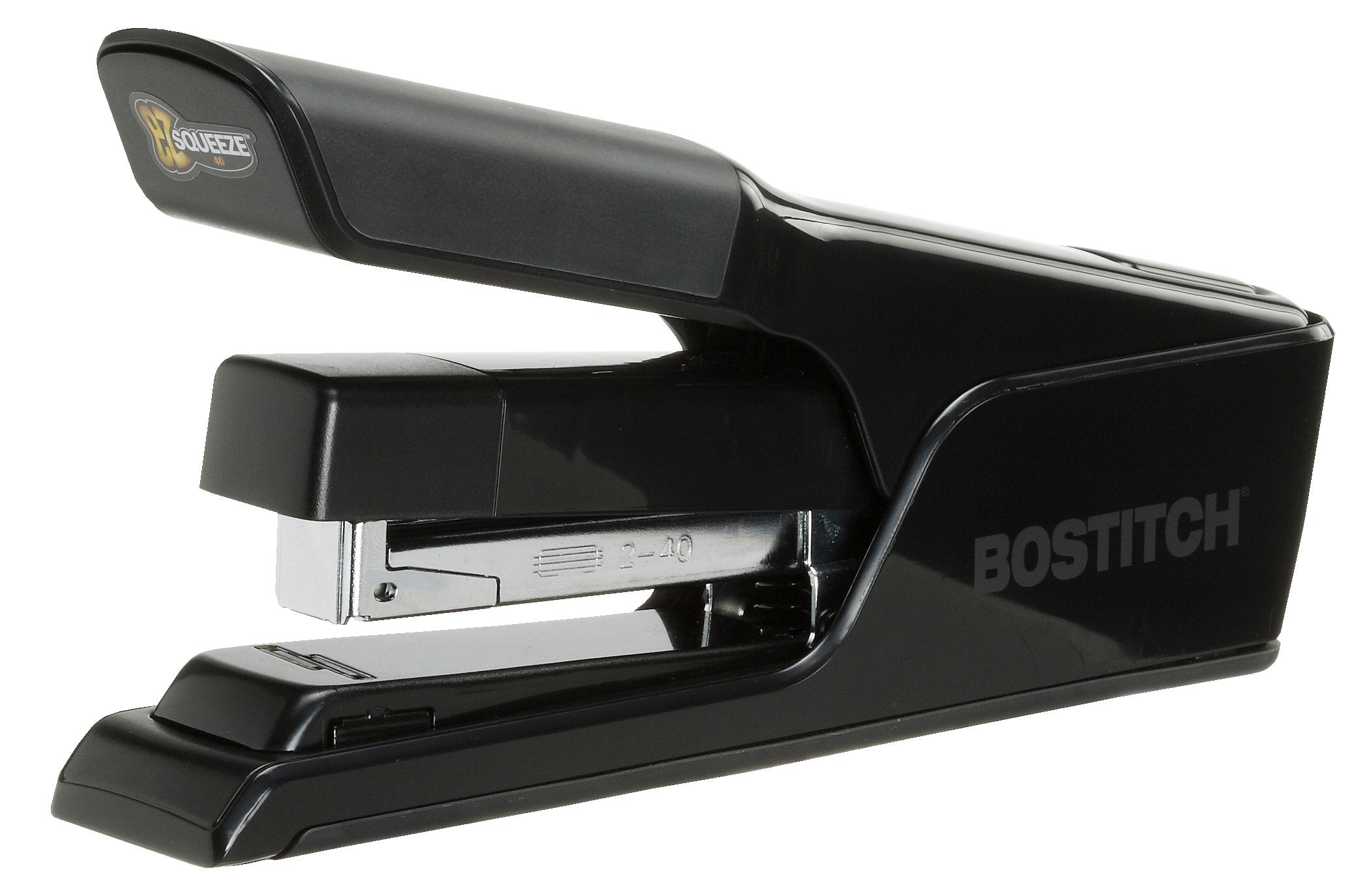 Bostitch Office Ez Squeeze 40 Sheet Flat Clinch Desktop Stapler, Reduced Effort, Black (B9040)
