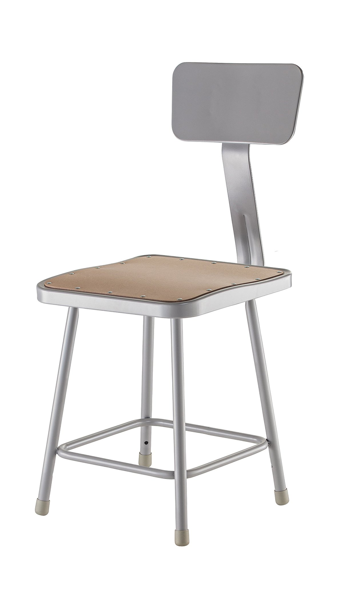 National Public Seating 6318B Grey Steel Stool With 18&quot; Square Hardboard Seat And Backrest