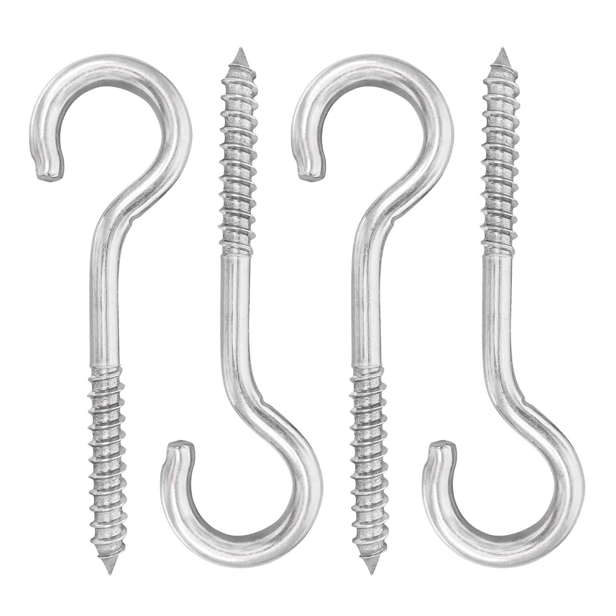5 Inch 4-Pack 304 Stainless Steel Heavy-Duty Screw Eye Hook Eye Bolts, Suitable For Rowing Racks, Hammock, Awning, Hanging Chair